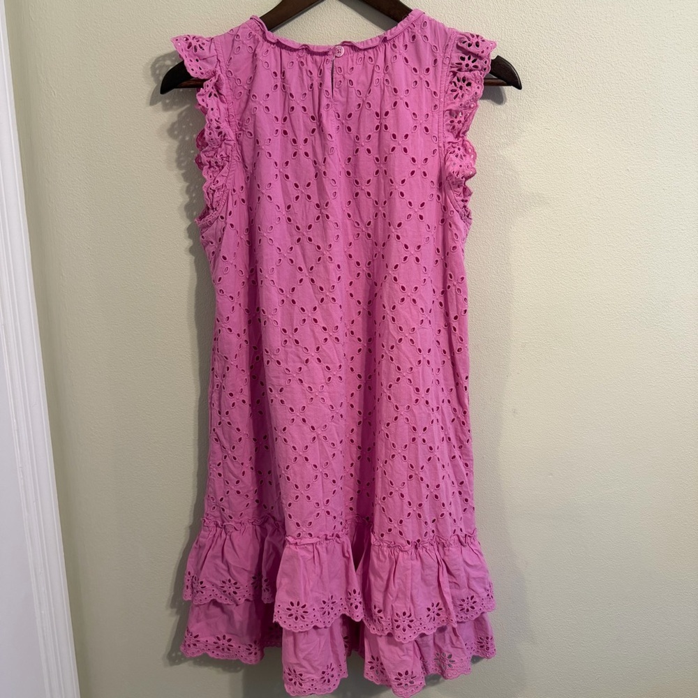 Matilda Jane Pink Eyelet Ruffle Sleeve Dress Cotton Boho Feminine S - Picture 8 of 9